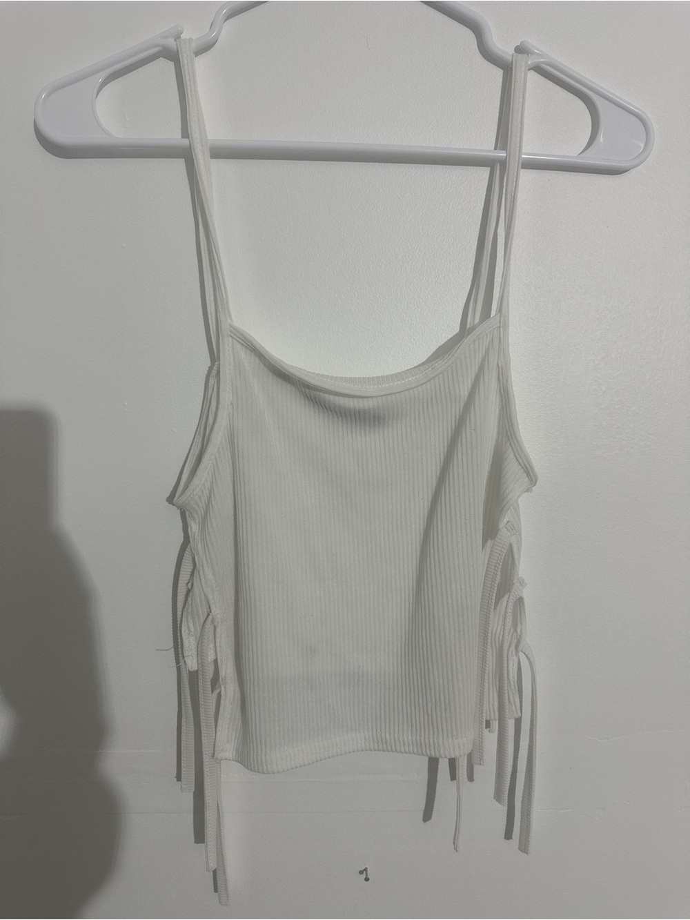 Nasty Gal White Ribbed Side-Tie Cami - Picture 1 of 4
